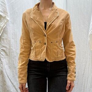Camel Tan Corduroy Blazer by Younique Size Small Vintage 1990s Y2K